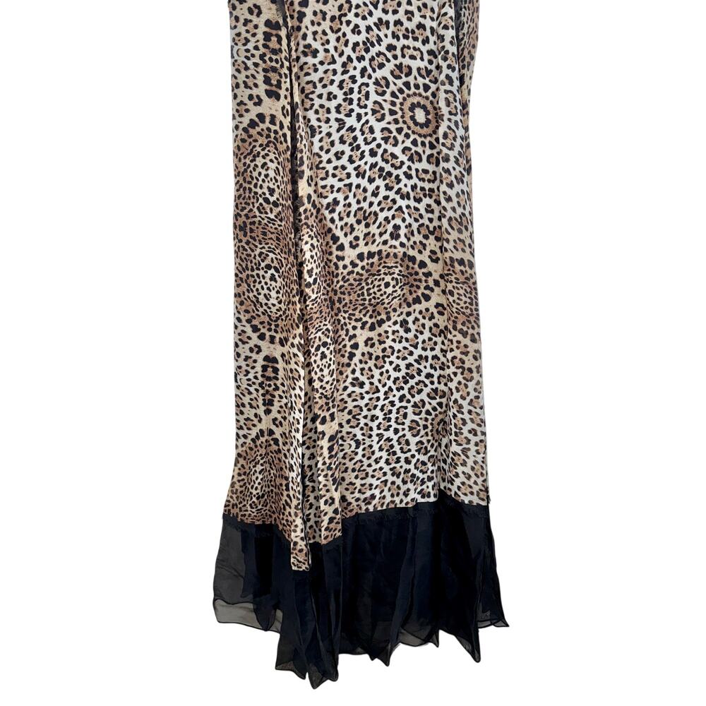 NWT Mandalay Grey Leopard Black Brown Silk Sleeveless Maxi Evening Dress Size 10 - Picture 5 of 16